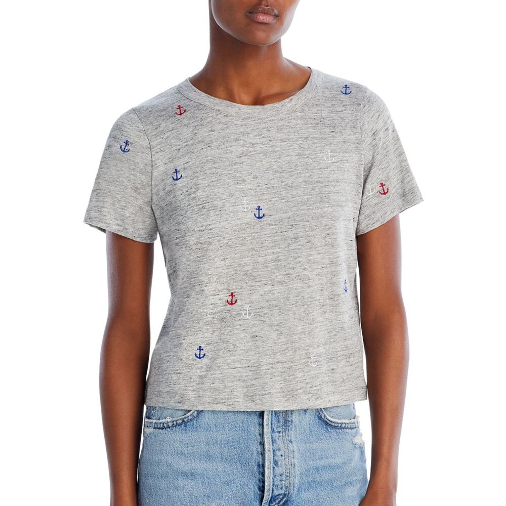 CHASER Embroidered Anchor Tee Heather Grey B4HP $79